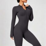 Yoga Bodysuit Seamless Stand Collar Zip-Up Jumpsuit