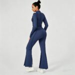 Yoga Outfit Seamed Long Sleeve Jacket & Flare Pants Set Model ZR-040