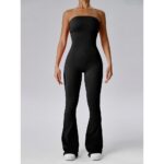 Yoga Bodysuit Seamless Bandeau Flare Jumpsuit