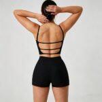 Yoga Outfit Seamed Short Sleeve Tank Top Set
