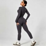Yoga Bodysuit Seamless Stand Collar Zip-Up Jumpsuit