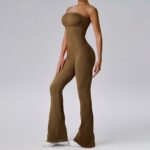 Yoga Bodysuit Seamless Bandeau Flare Jumpsuit