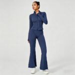 Yoga Outfit Seamed Long Sleeve Jacket & Flare Pants Set Model ZR-040