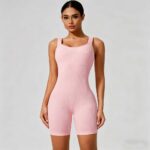 Yoga Bodysuit Seamless Ribbed Workout Bodysuit (Short Length)