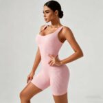 Yoga Bodysuit Seamless Ribbed Workout Bodysuit (Short Length)