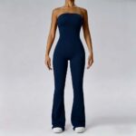 Yoga Bodysuit Seamless Bandeau Flare Jumpsuit